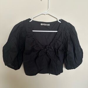 Abercrombie Tie-Front Puff Sleeve Top